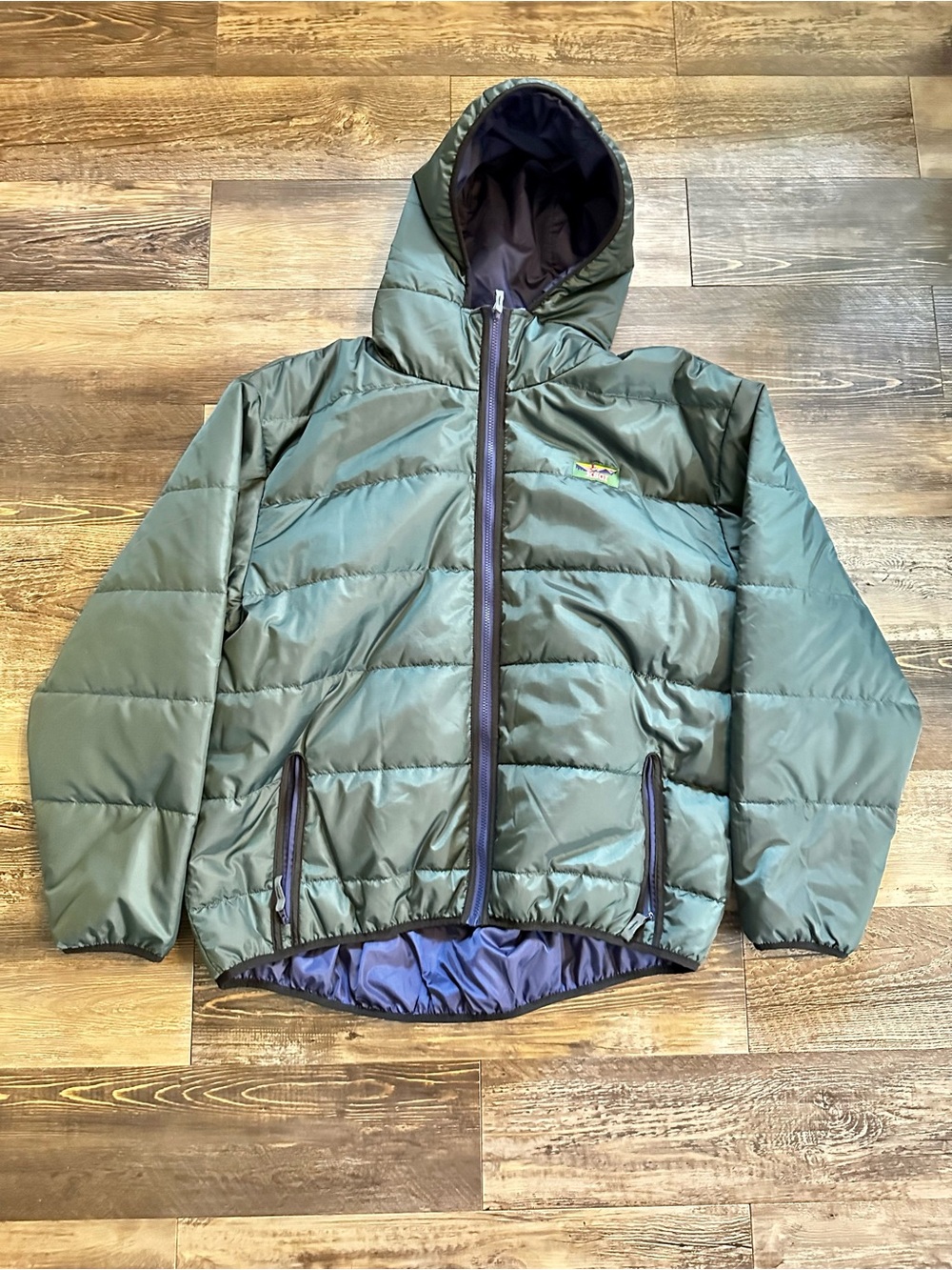 KSGI Tora Bora Puffy Jacket Hooded Puffer Jacket Green & Purple Kommando Store